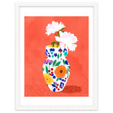 The Flowerpot, Floral Nature Watercolor Painting, Eclectic Bohemian Blossom Plants, Maximalism Contemporary Boho thumbnail