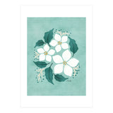 White Flowers On Mint (Print Only) thumbnail