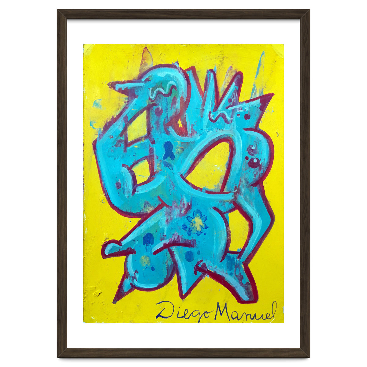 Forma Celeste Sobre Amarillo