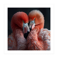 Two Flamingos Together Showing Affection (Print Only)