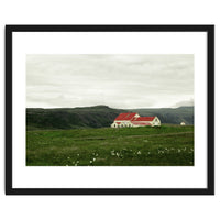 Red roof house in the greenfield - Iceland