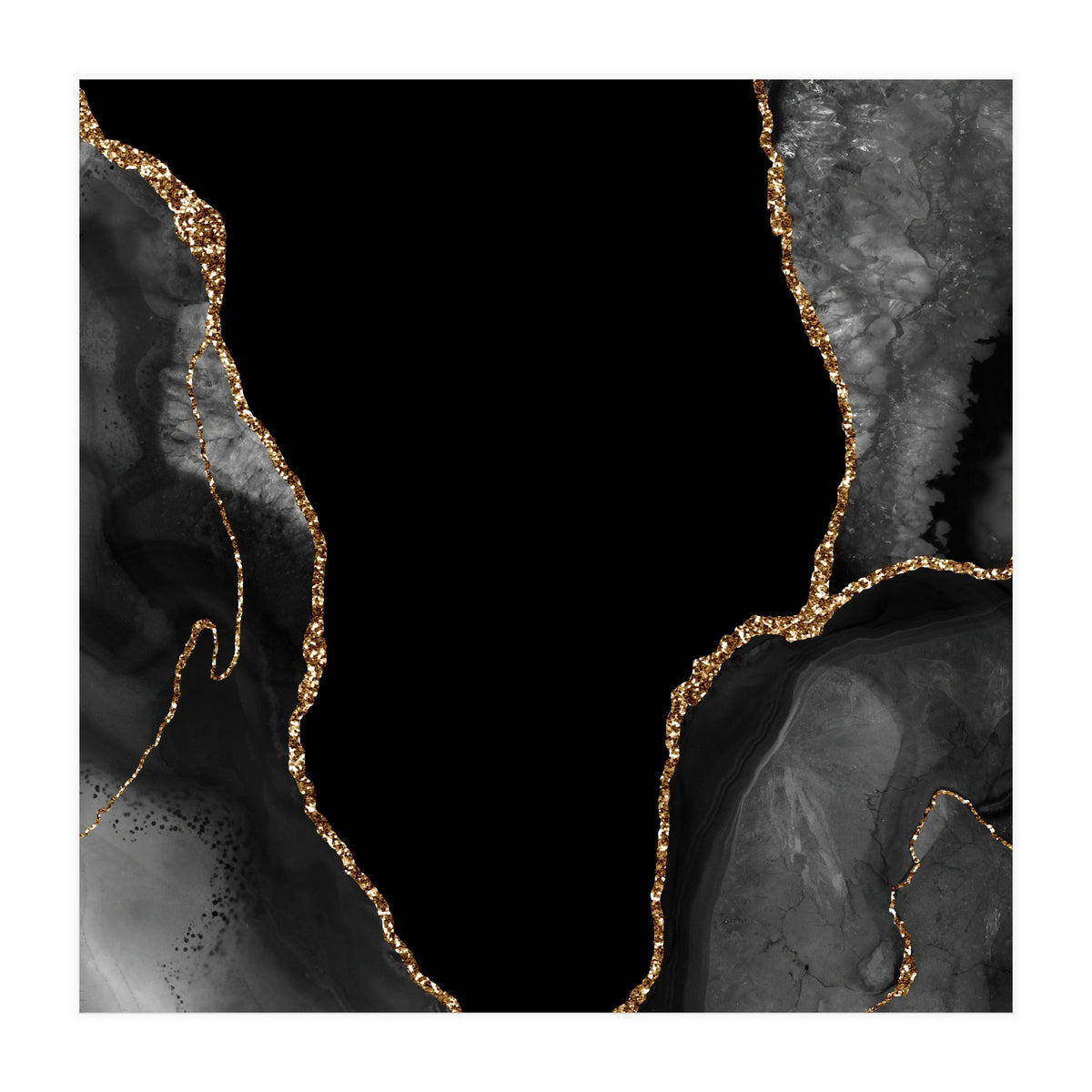 Black & Gold Agate Texture 03 (Print Only)