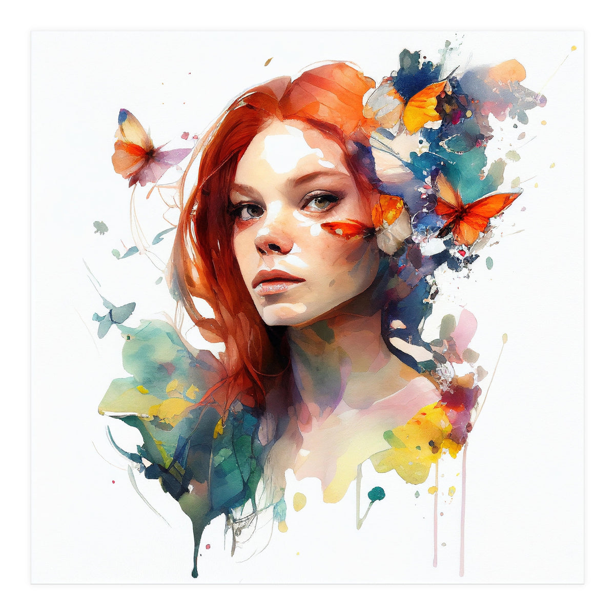 Red Hair Butterfly Reverie (Print Only)