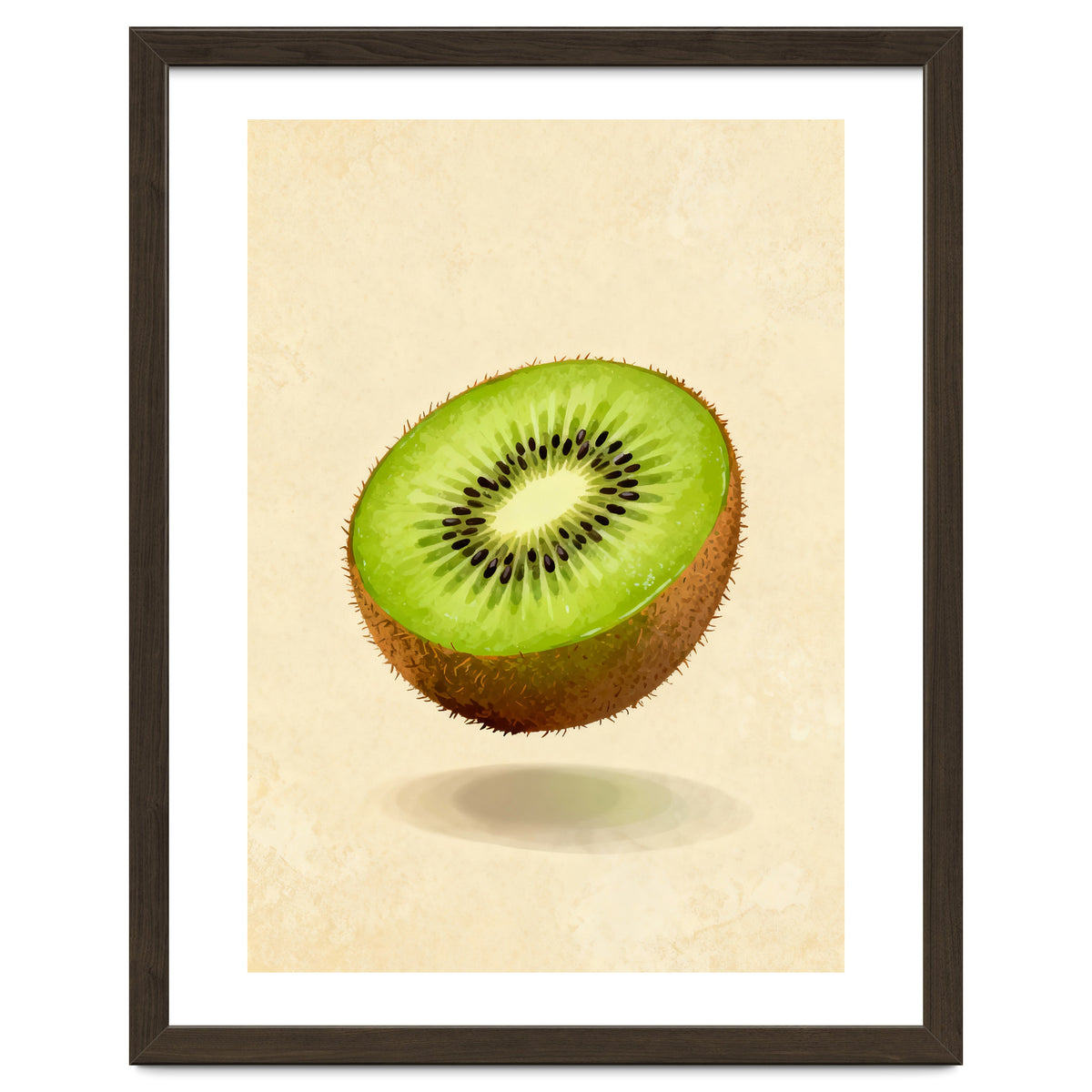 Kiwi Slice, Watercolor Fruit, Fresh Green Art