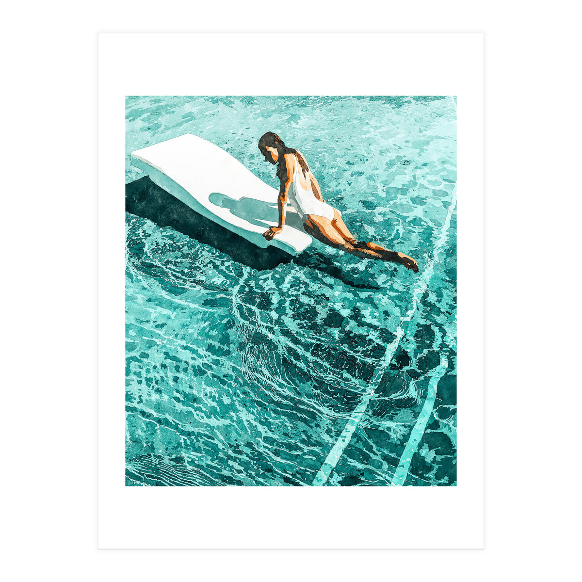 Pool Day | Summer Swimming Swim Fashion | Bath Vacation Relax Self Care Watercolor Painting (Print Only)