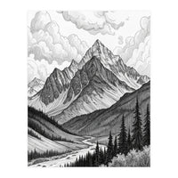 Majestic Alpine Mountain Range Sketch (Print Only)
