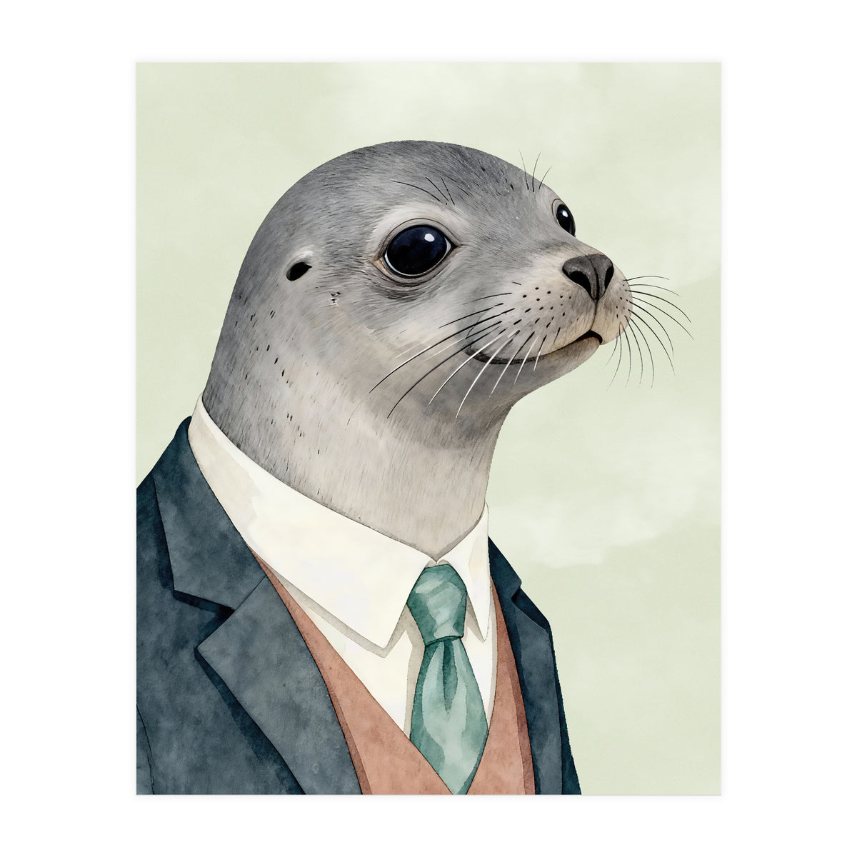 Seal Animal In A Suit  (Print Only)