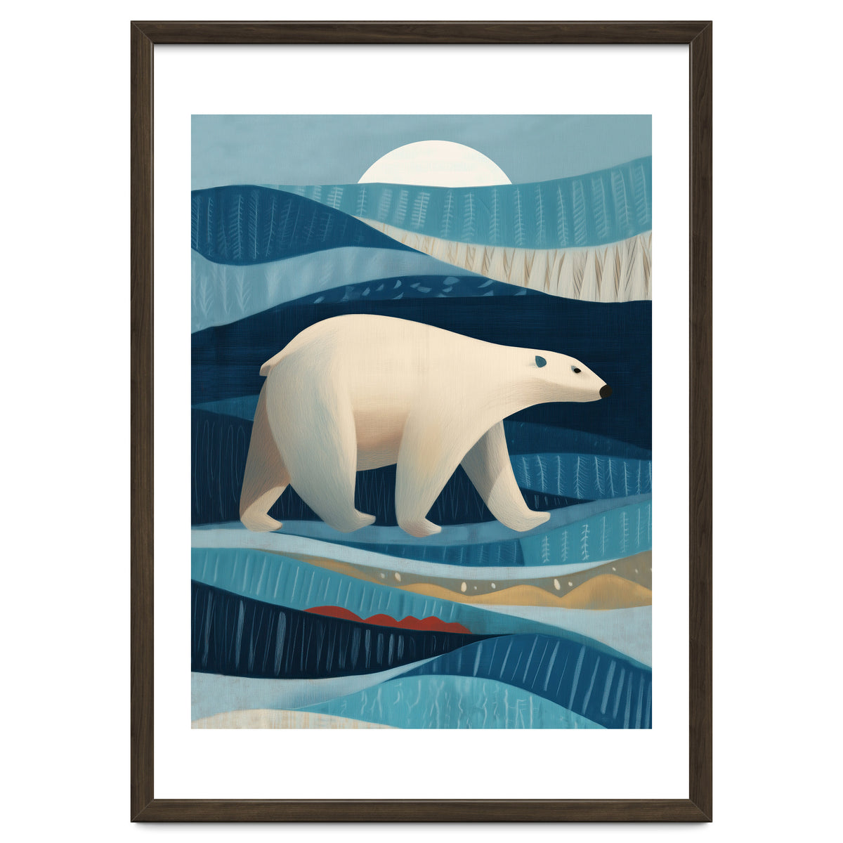 Polar Bear In The Blue Arctic