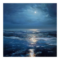 Midnight Blue Moonlit Seascape (Print Only)