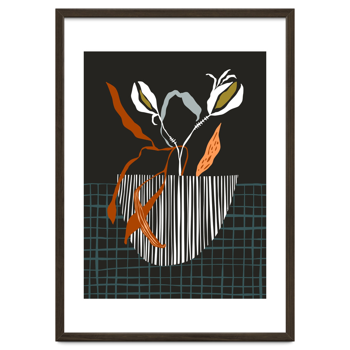 Midcentury plant pot dark