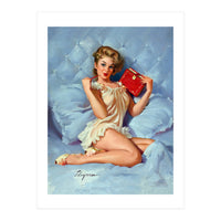 Pinup Sexy Girl Posing With Her Red Book (Print Only)