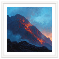 Dramatic Mountain Summit with Fiery Sunset Alpenglow