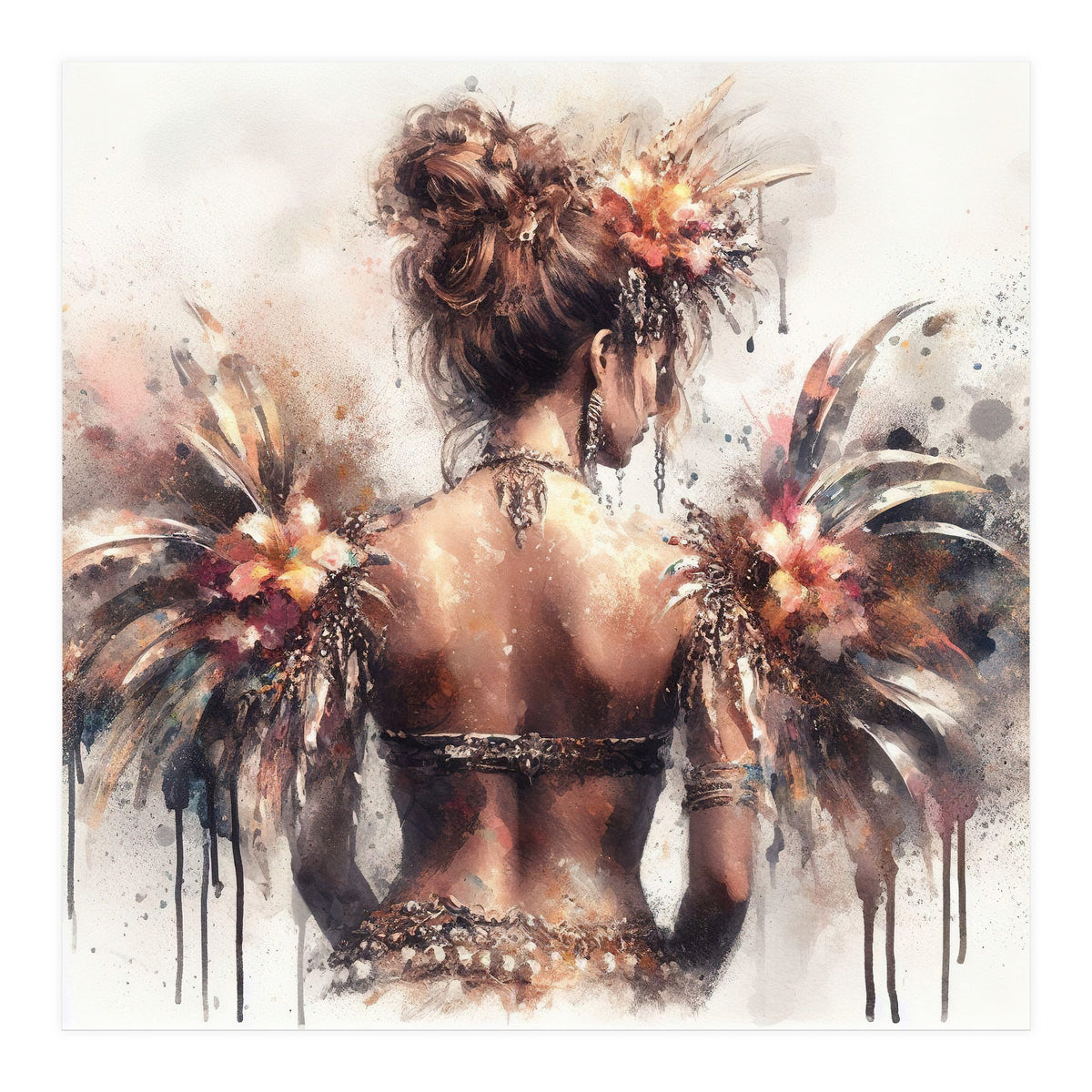 Ornate Floral Back Portrait (Print Only)