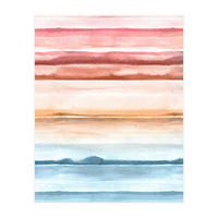 Watercolour Abstract Stripes Red Blue (Print Only)