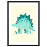 Teal Stegosaurus Watercolor Art, Cute Dinosaur Nursery Print, Whimsical Dino Illustration thumbnail