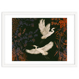 White Herons Flying Asian Art thumbnail