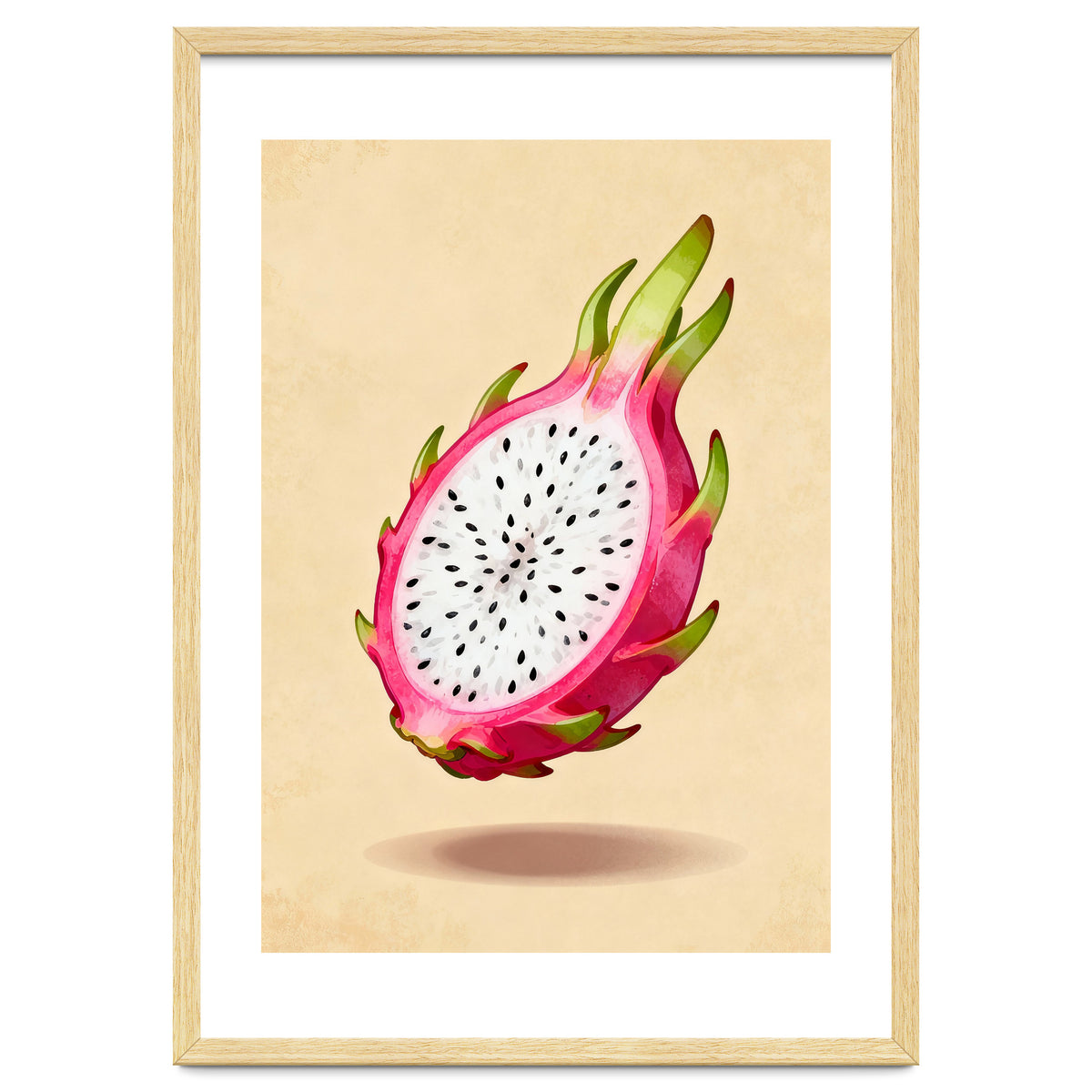 Dragonfruit, Watercolor Illustration, Tropical Pink Art