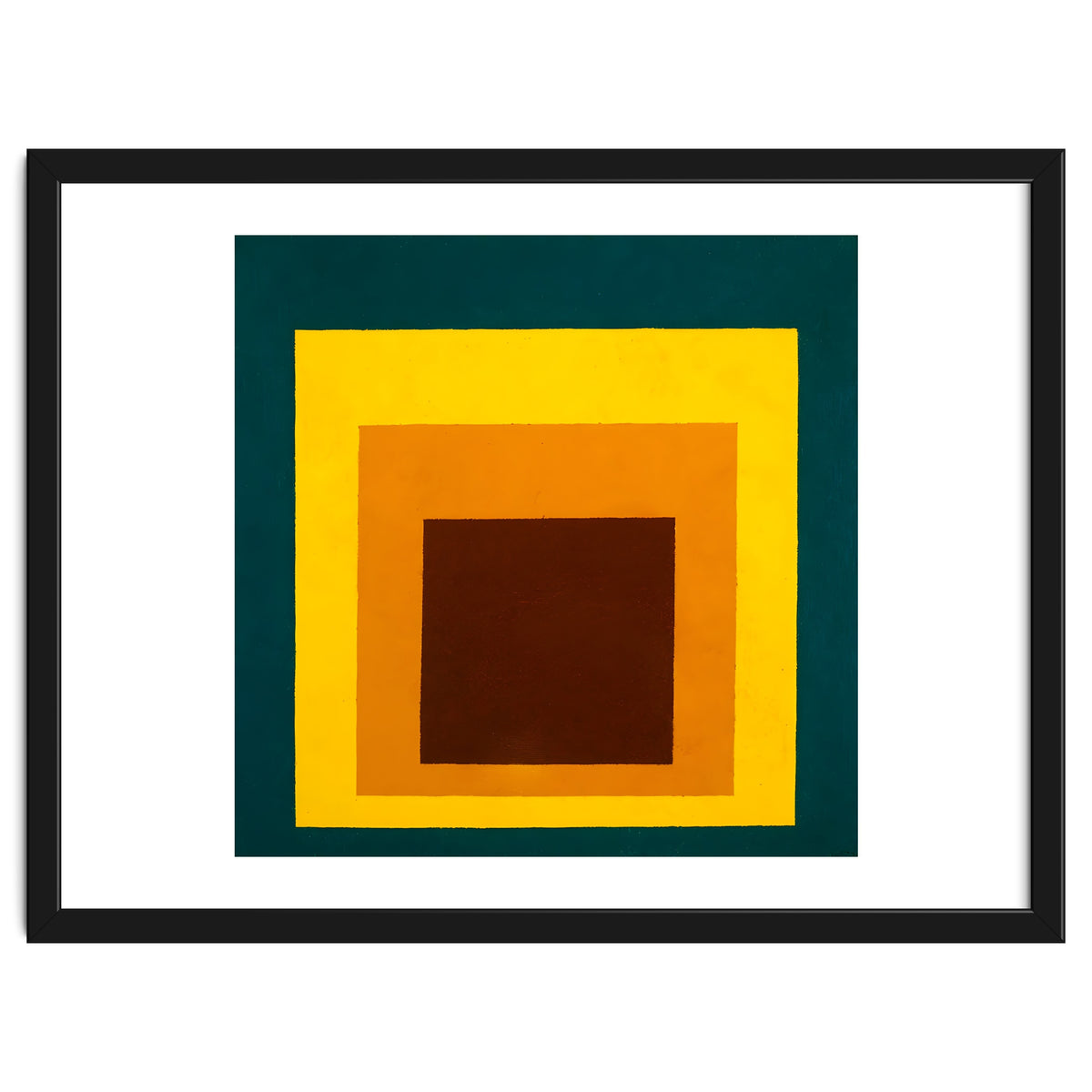JOSEF ALBERS - HOMAGE TO THE SQUARE DARK GREEN YELLOW ORANGE BROWN