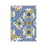 Sicilian Italian Tiles Butterflies And Flowers (Print Only)