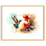Dance Of Hummingbird And Crimson Flowers thumbnail