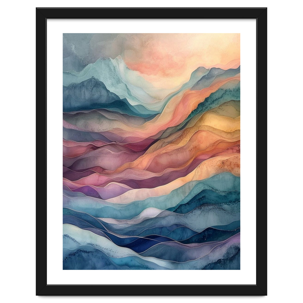Abstract Fluid Mountain Landscape Art