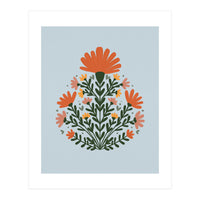 Symmetrical floral bouquet - orange and green (Print Only)