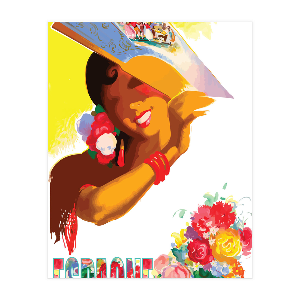 Spain, Woman With a Fan (Print Only)