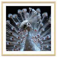 Albino Peacock Displaying White Feathers