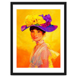 Audrey Hepburn Pop Art, Vibrant Floral Hat Portrait, Iconic Movie Star Illustration thumbnail