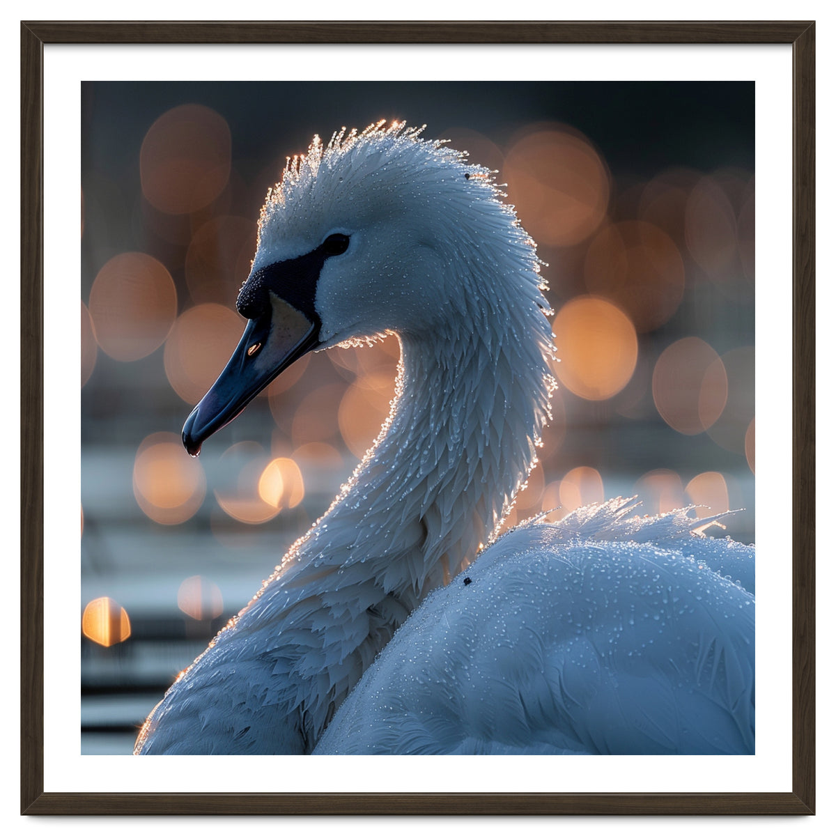 Close-up Shot of a Swan with Water Droplets
