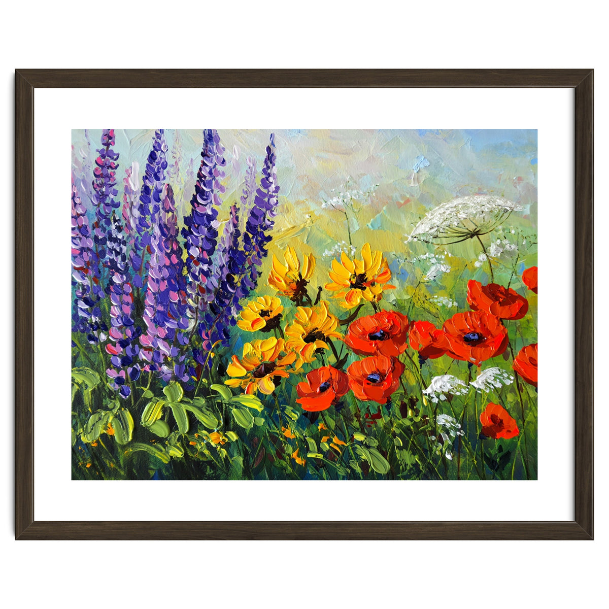 Radiant Summer Wildflower Meadow Oil Painting