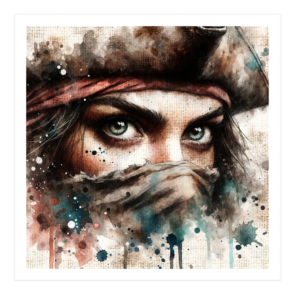 Watercolor Pirate Woman #1 (Print Only)