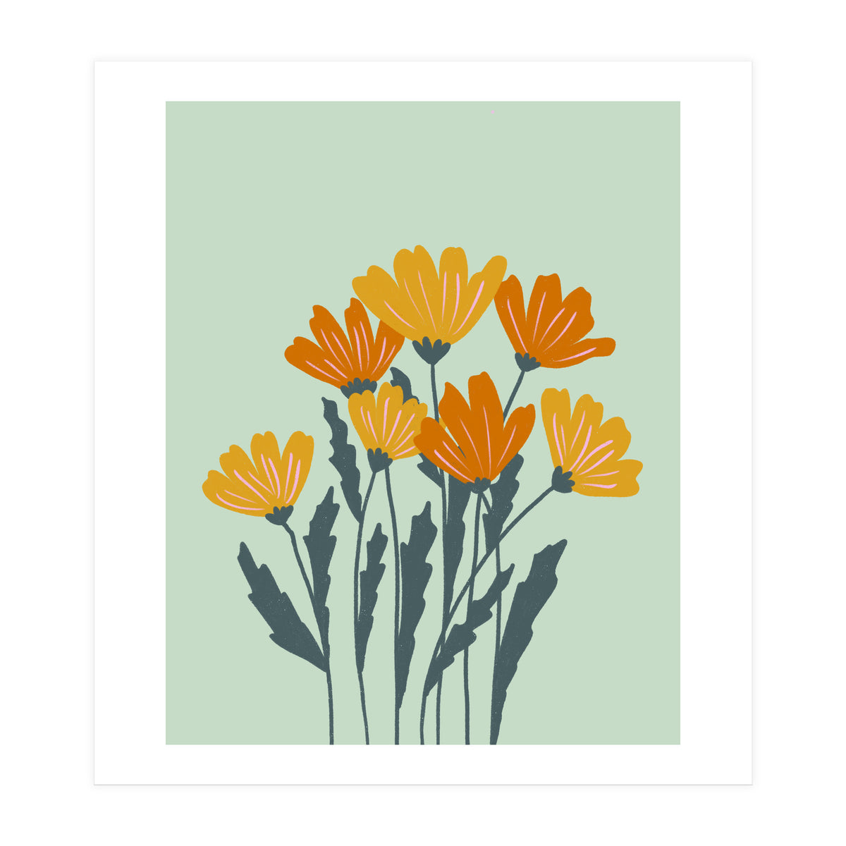 Orange and Yellow Flowers (Print Only)