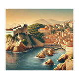 Vintage Croatia, Dubrovnik Coastal Poster (Print Only) thumbnail