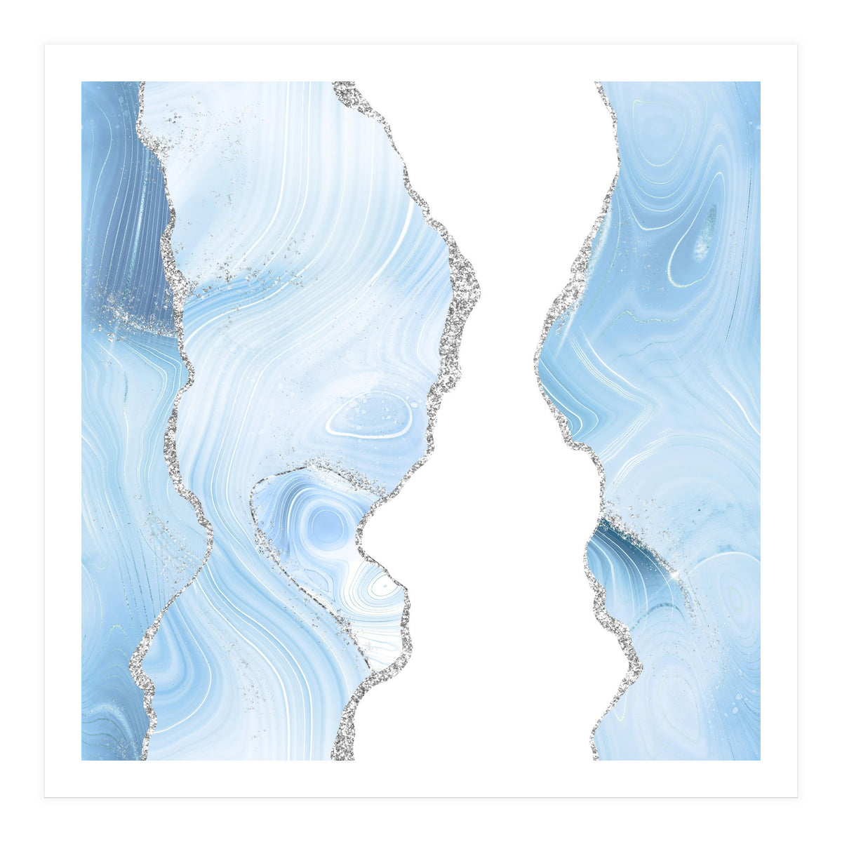 Blue & Silver Agate Glitter Texture 06 (Print Only)