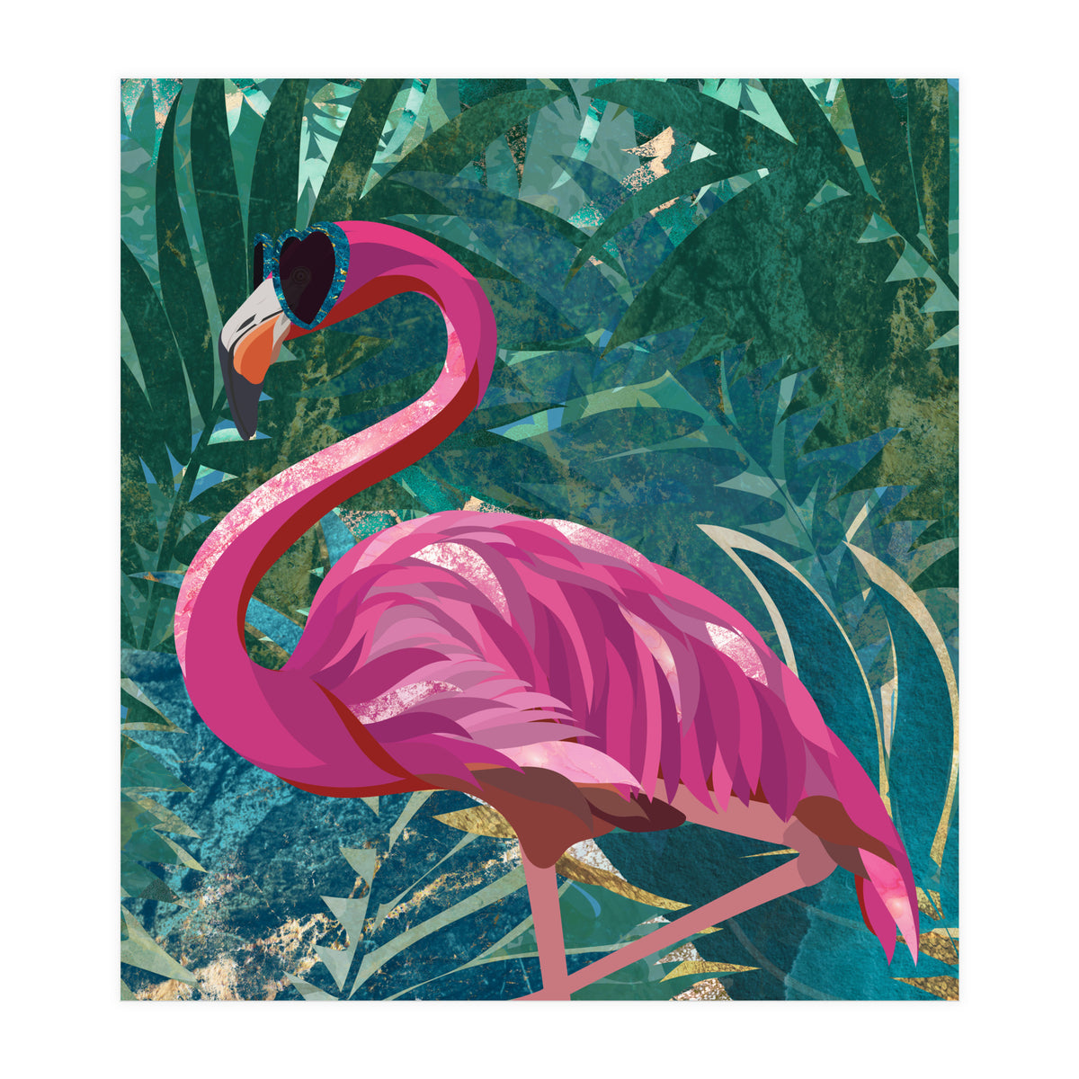 Flamingo in the jungle (Print Only)