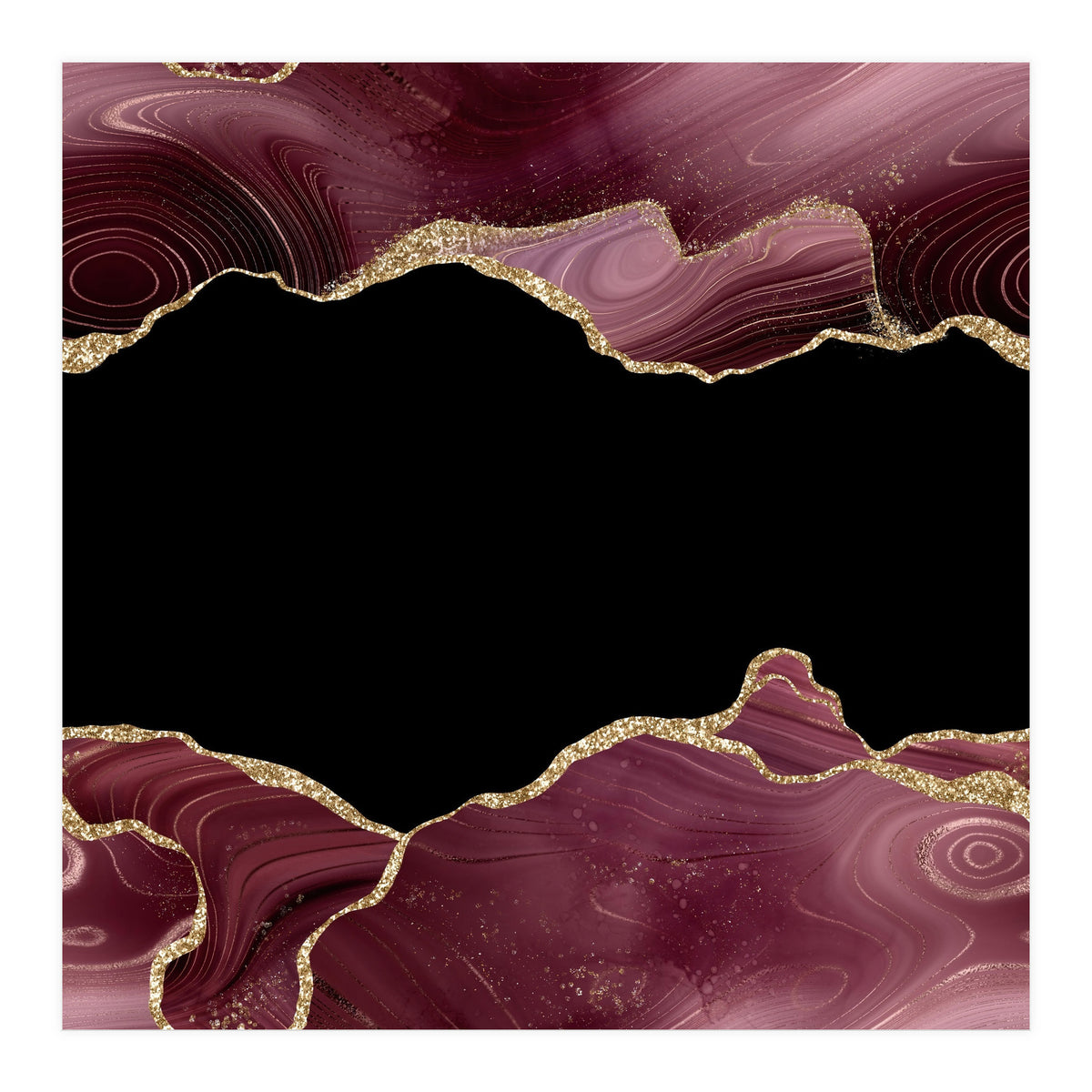 Burgundy & Gold Glitter Agate Texture 04 (Print Only)