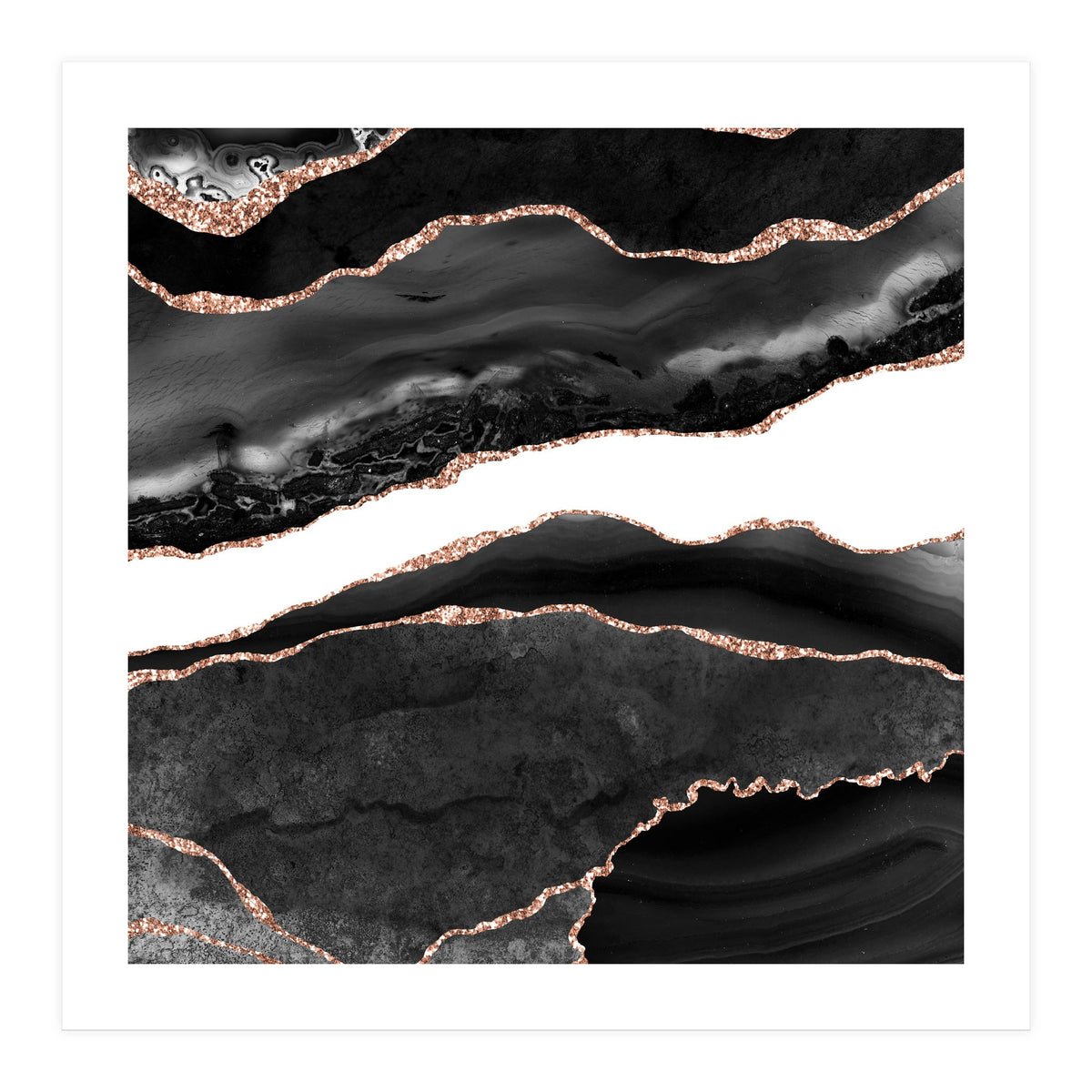 Black & Rose Gold Agate Texture 08  (Print Only)