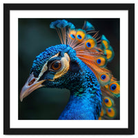 Peacock Bird Portrait Detailed Feathers Vibrant Colors