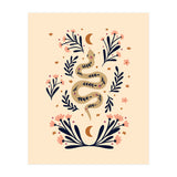 Snake And Flowers Beige And Indigo (Print Only) thumbnail