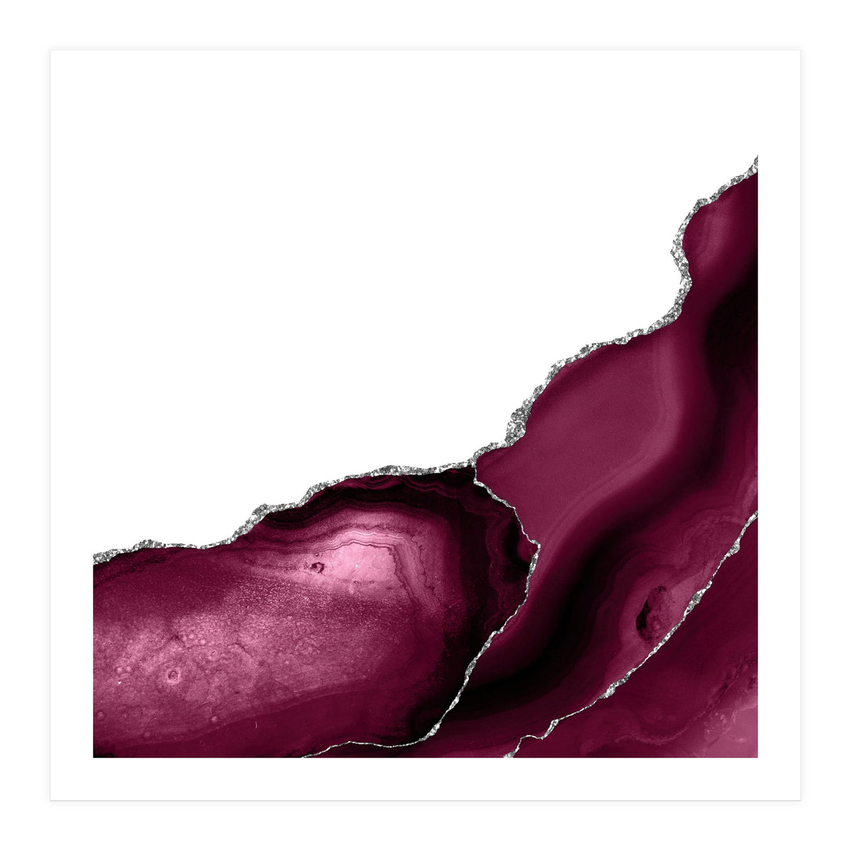 Burgundy & Silver Agate Texture 12  (Print Only)