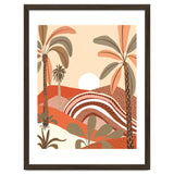Epiphany, Pastel Rustic Sunrise Sunset, Bohemian Nature Landscape Illustration, Mountains Adventure Palm Trees thumbnail