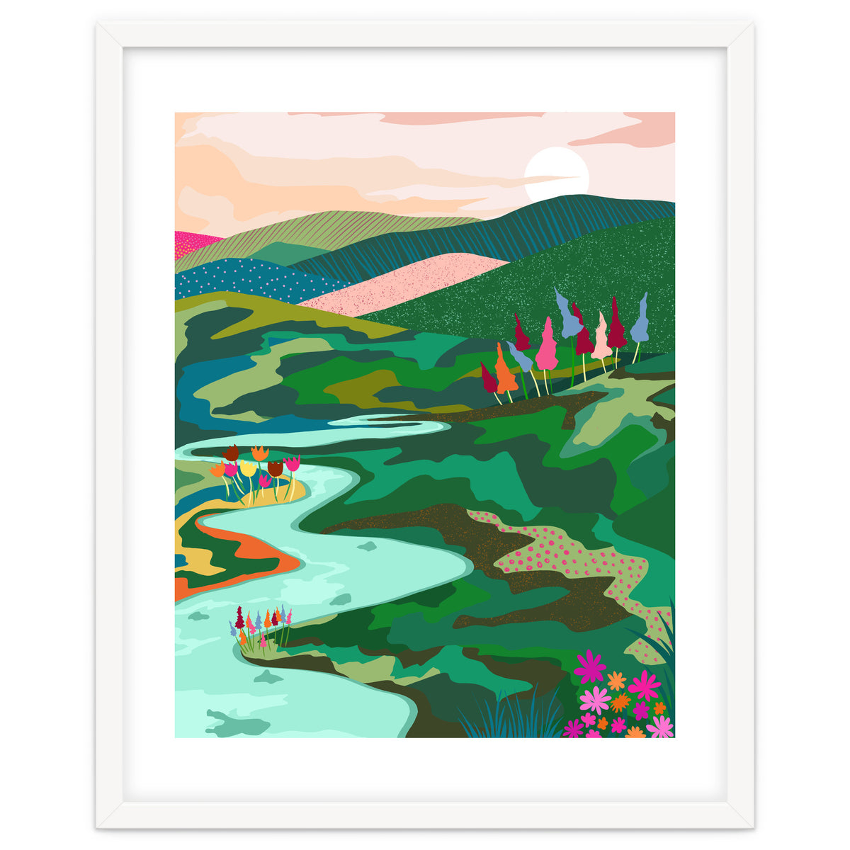 Endless Love, Bohemian Nature Landscape Scenic Meadow, Eclectic Colorful Travel Forest Mountains Sunset