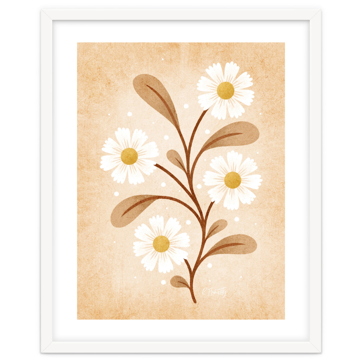 Vintage Beige Daisies