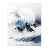Winter Wolves, Wildlife Wolf Wild Dogs, Snow Full Moon Animals Photography Love Digital (Print Only)