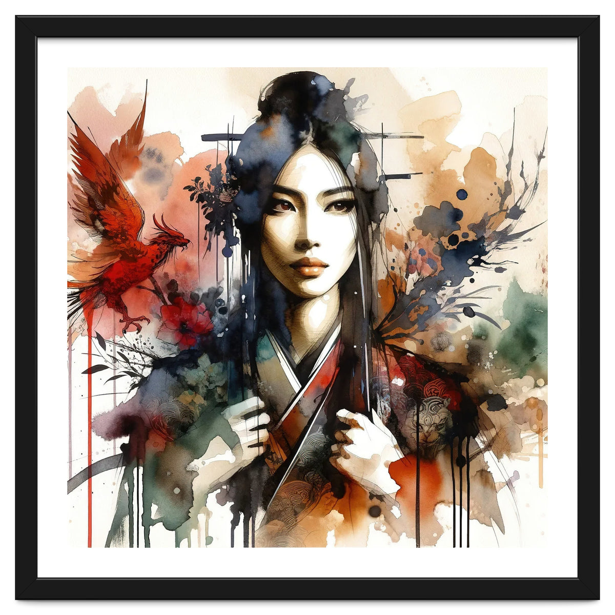 Phoenix Spirit Asian Warrior Portrait