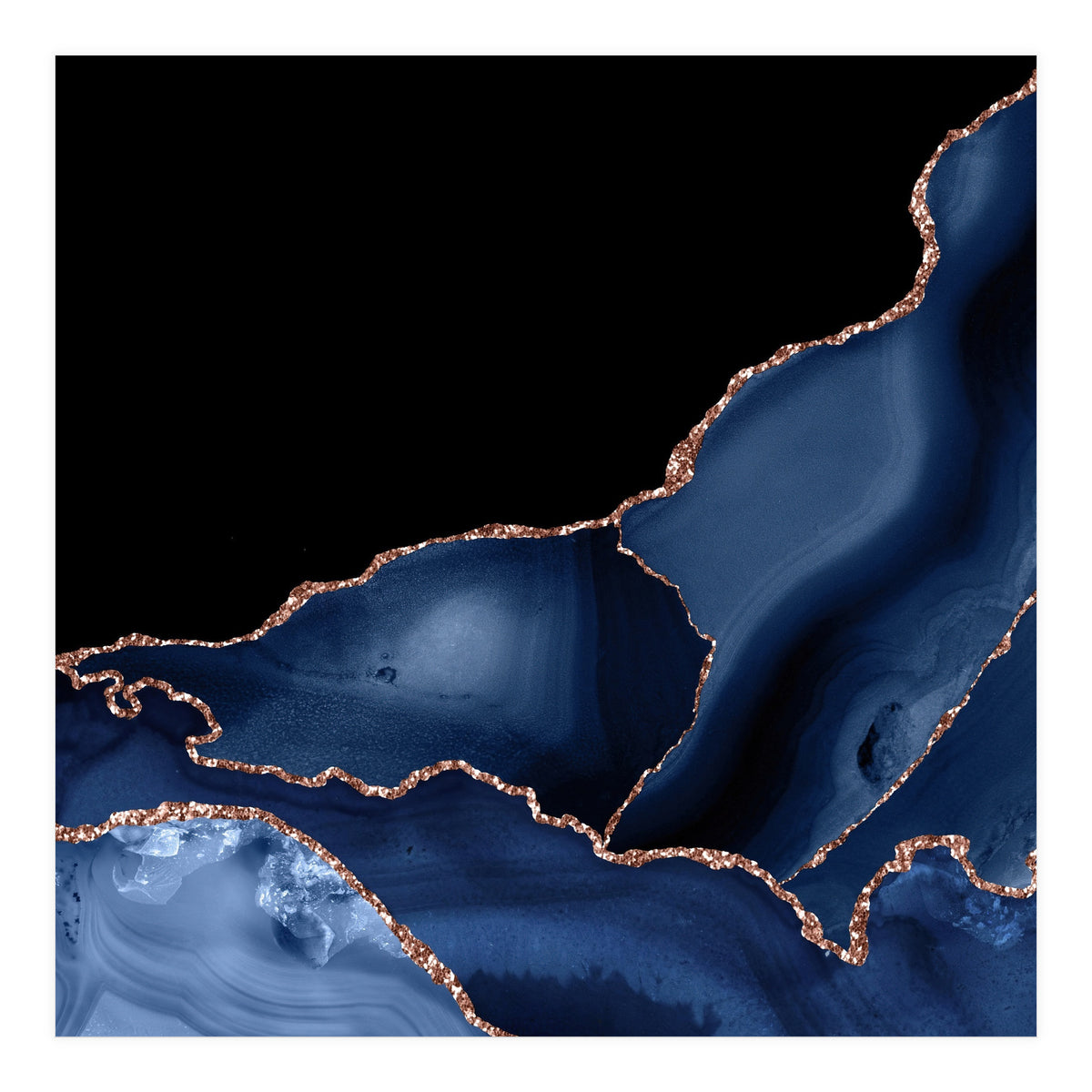 Navy & Rose Gold Agate Texture 03 (Print Only)