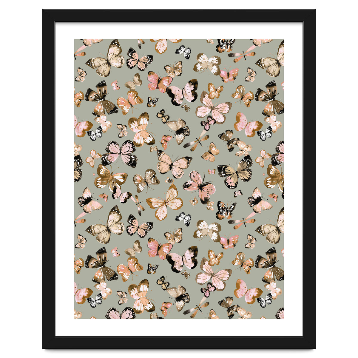 Flying Butterflies Gold Beige