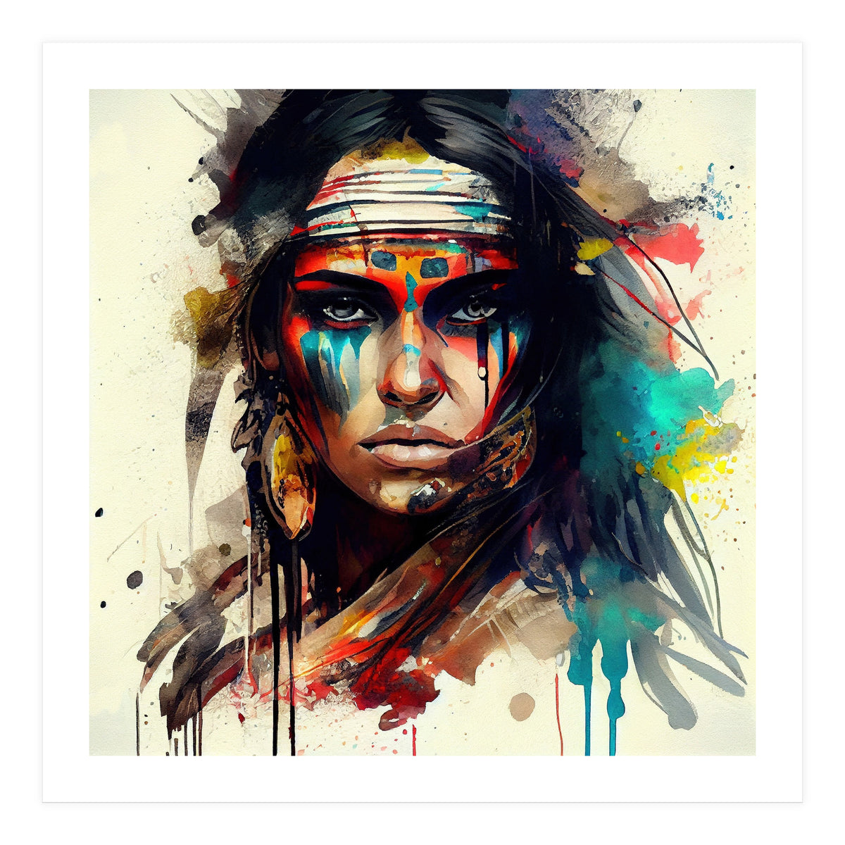 Powerful American Native Woman #2 (Print Only)