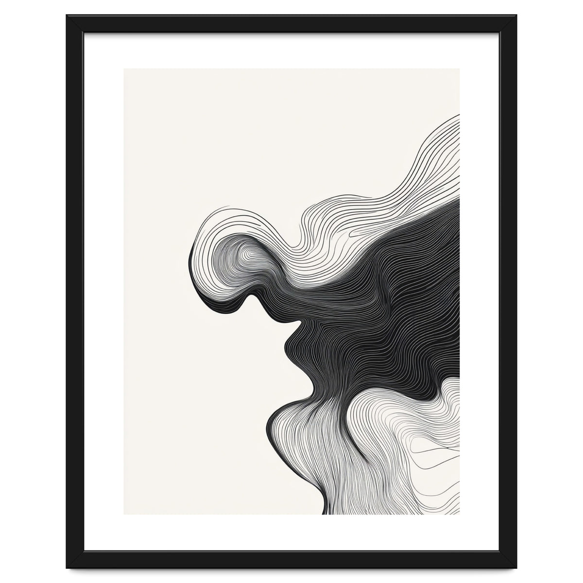 Abstract Black And White Wavy Lines Flowing Organic Shape